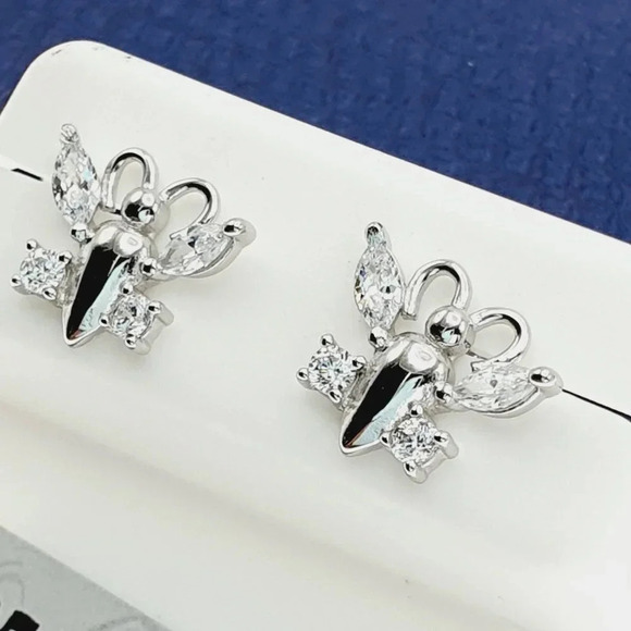 "925 Sterling Silver CZ Stud Earrings for Women/Girl, US925P1226 - Picture 5 of 10